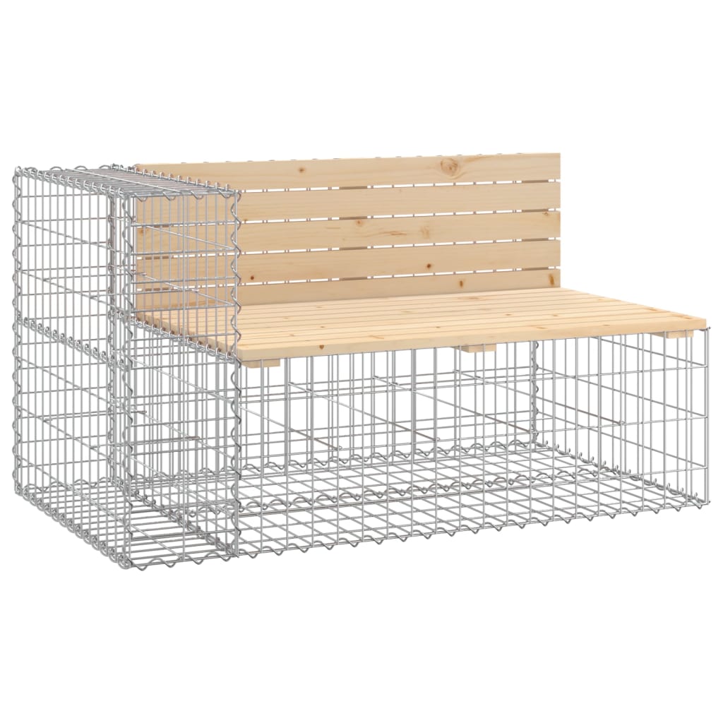 Bancă De Grădină Cu Gabion, 244X71X65,5 Cm, Lemn Masiv De Pin