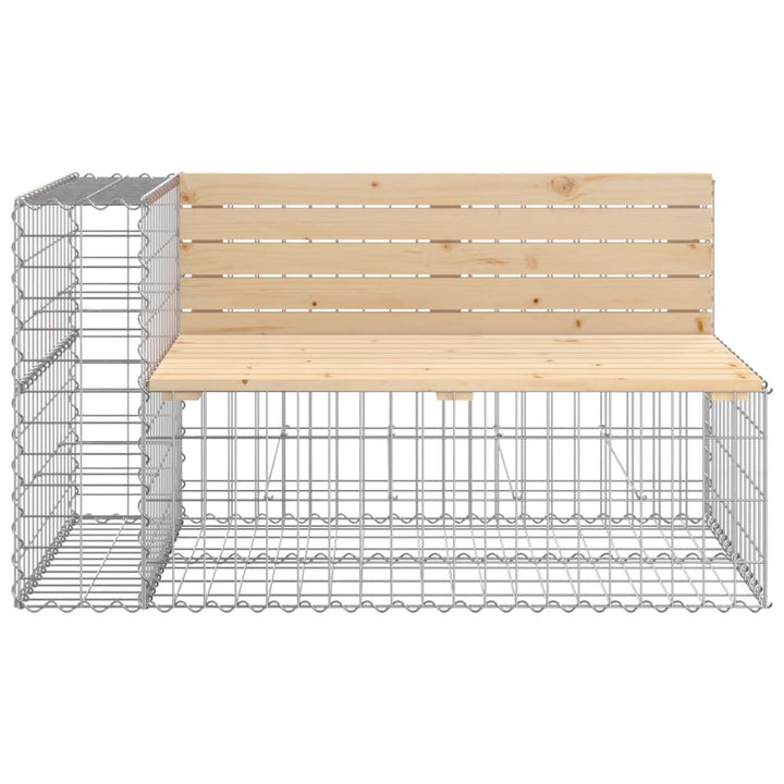 Bancă De Grădină Cu Gabion, 244X71X65,5 Cm, Lemn Masiv De Pin