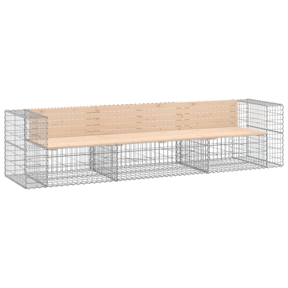 Bancă De Grădină, Design Gabion, 287X71X65,5Cm, Lemn Masiv Pin