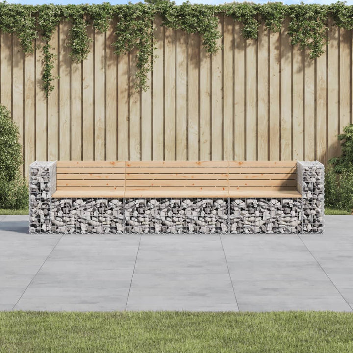 Bancă De Grădină, Design Gabion, 287X71X65,5Cm, Lemn Masiv Pin
