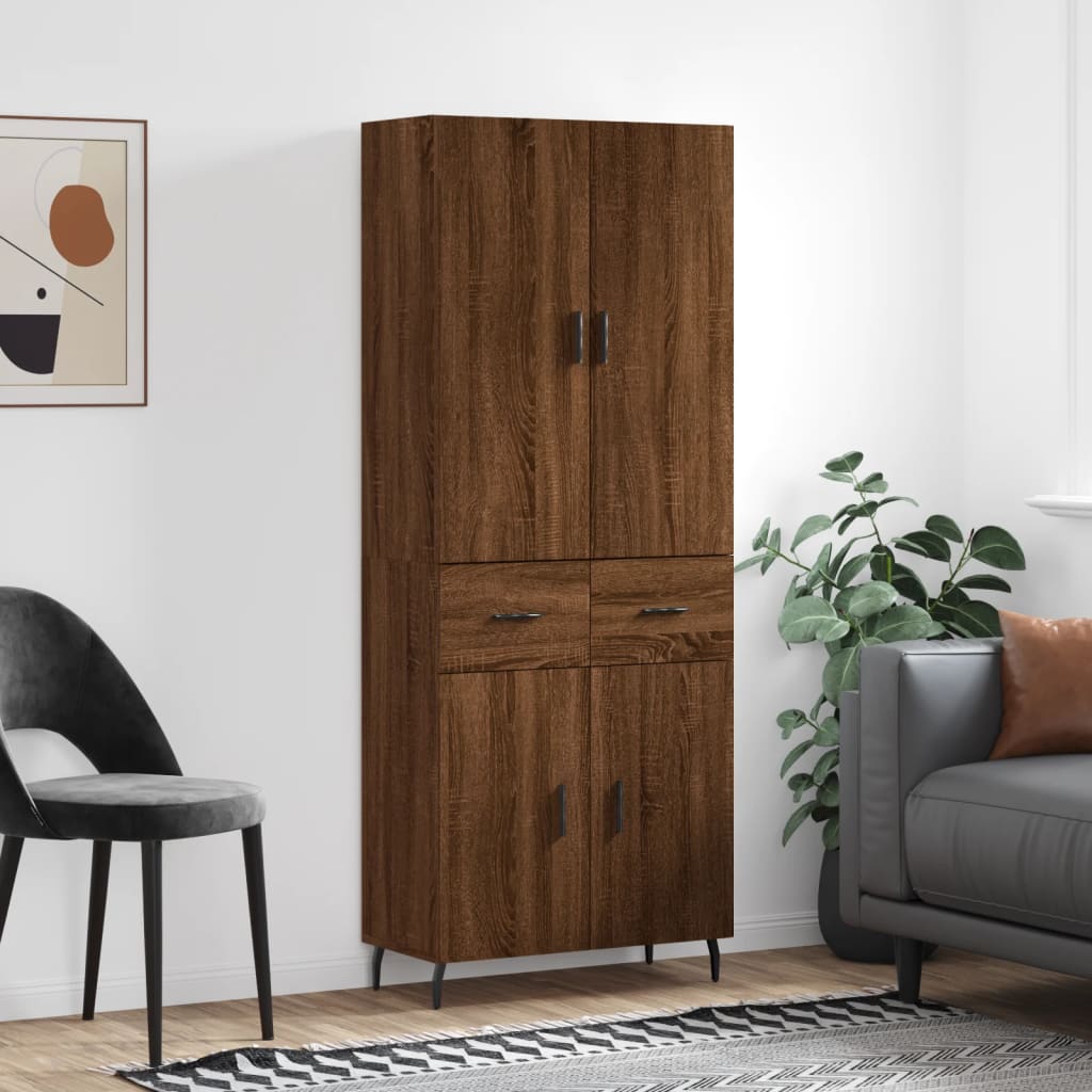 Dulap Înalt, Gri Sonoma, 69,5X34X180 Cm, Lemn Compozit