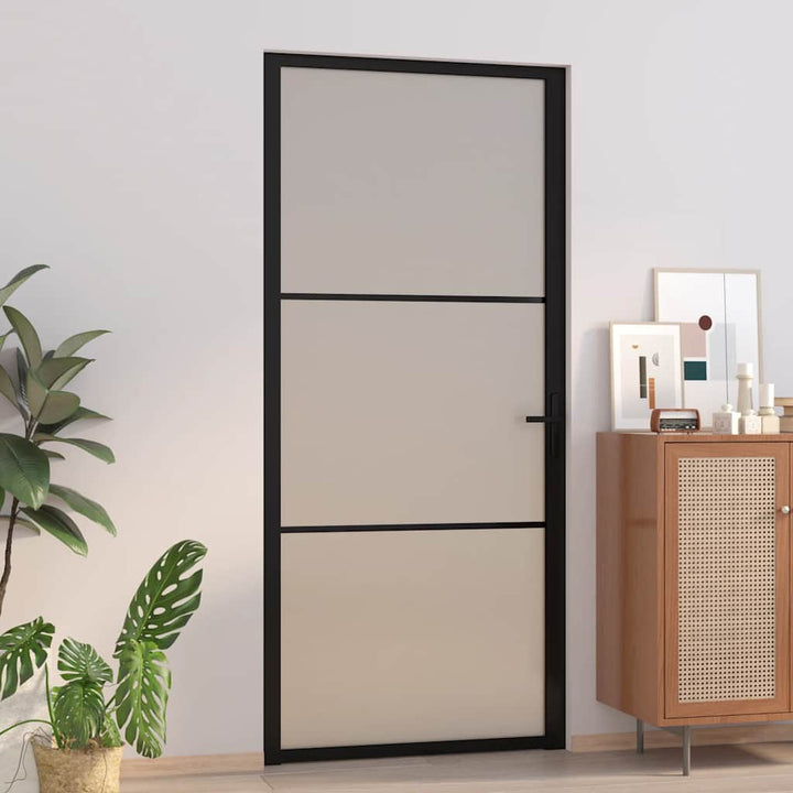 Ușă De Interior, 93X201,5 Cm, Alb, Sticlă Mată Și Aluminiu