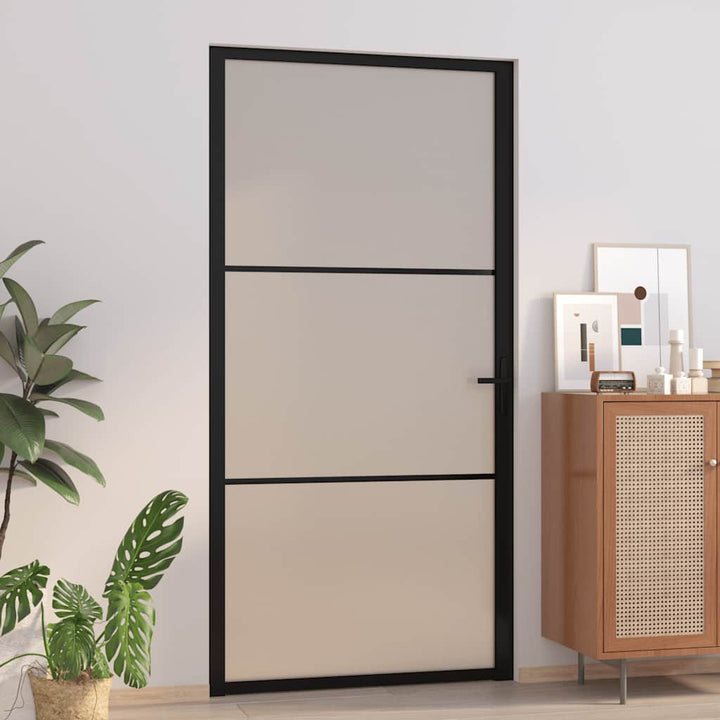 Ușă De Interior, 93X201,5 Cm, Alb, Sticlă Mată Și Aluminiu