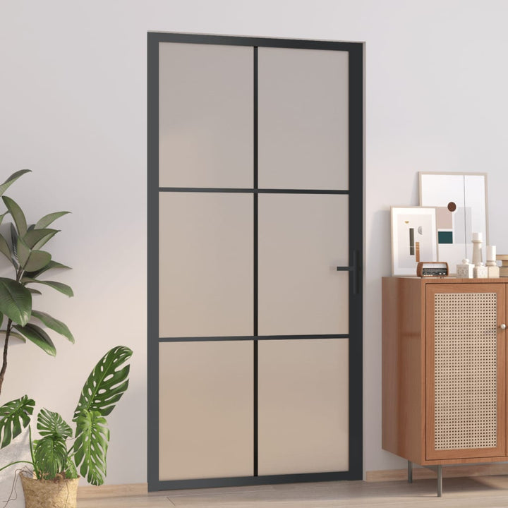 Ușă De Interior, 93X201,5 Cm, Alb, Sticlă Mată Și Aluminiu