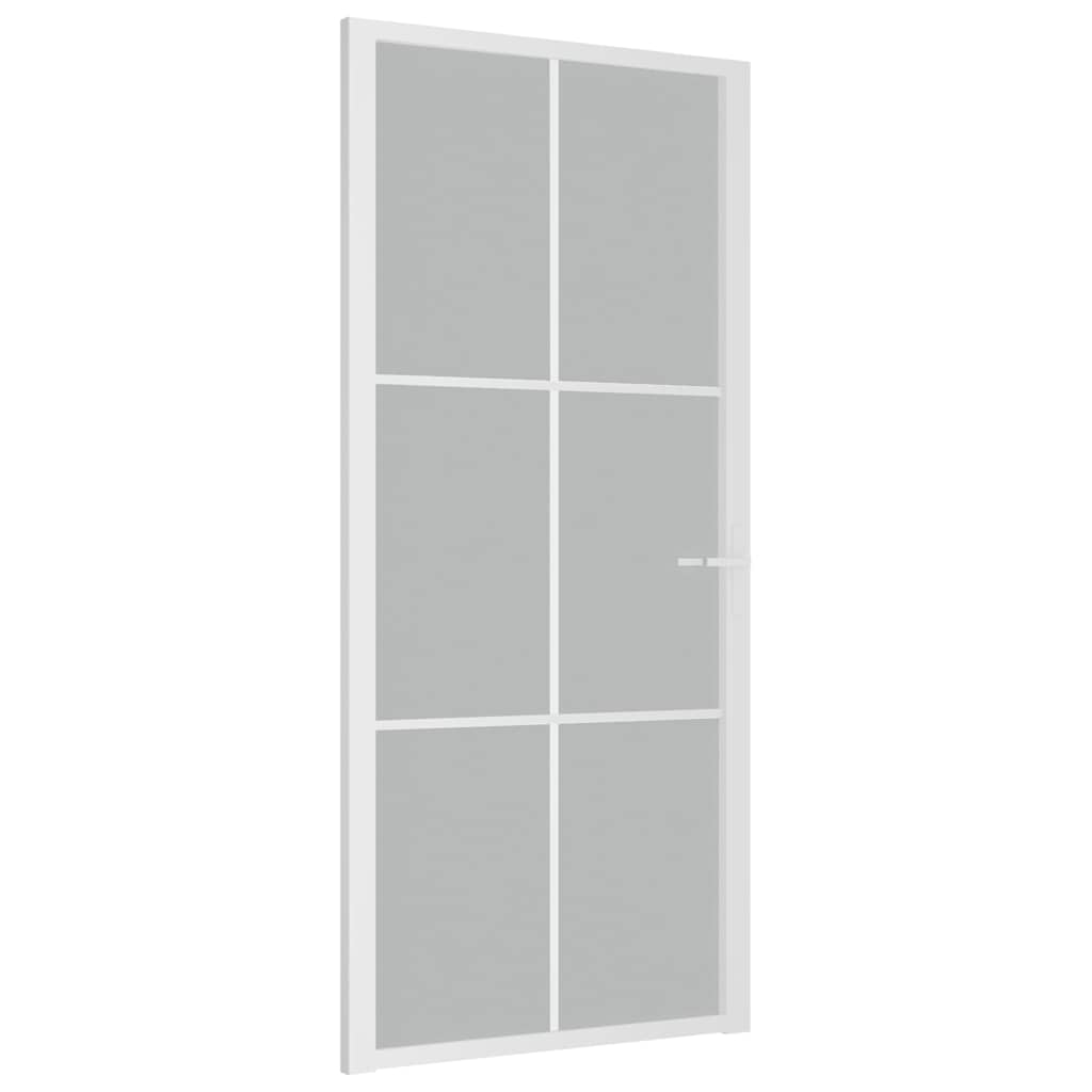 Ușă De Interior, 93X201,5 Cm, Alb, Sticlă Mată Și Aluminiu