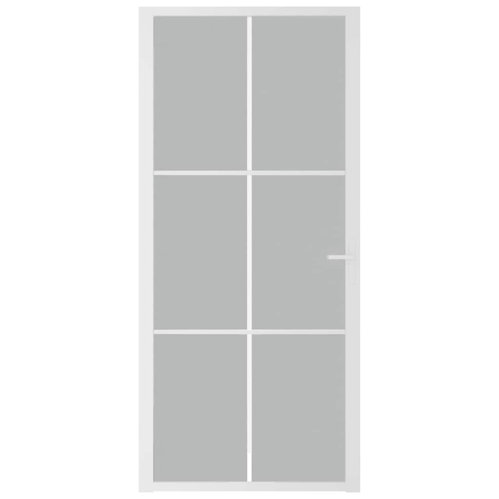 Ușă De Interior, 93X201,5 Cm, Alb, Sticlă Mată Și Aluminiu