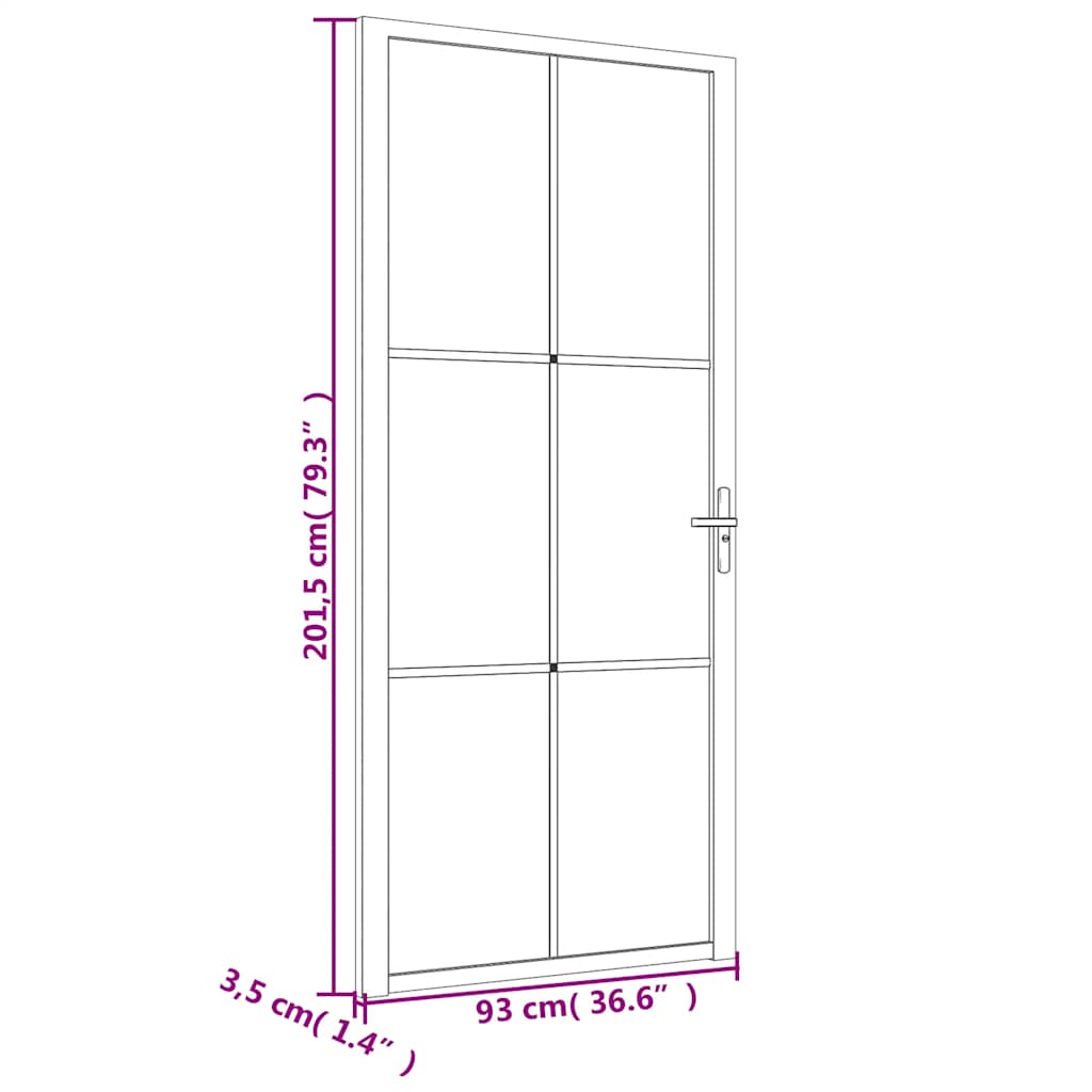 Ușă De Interior, 93X201,5 Cm, Alb, Sticlă Mată Și Aluminiu