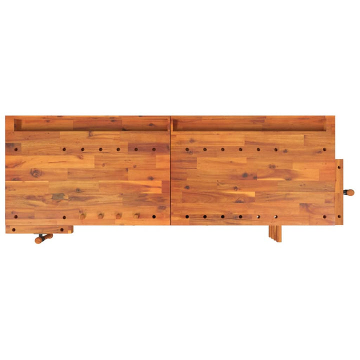 Banc De Lucru Cu Sertare Și Menghine, 192X62X83 Cm, Lemn Acacia