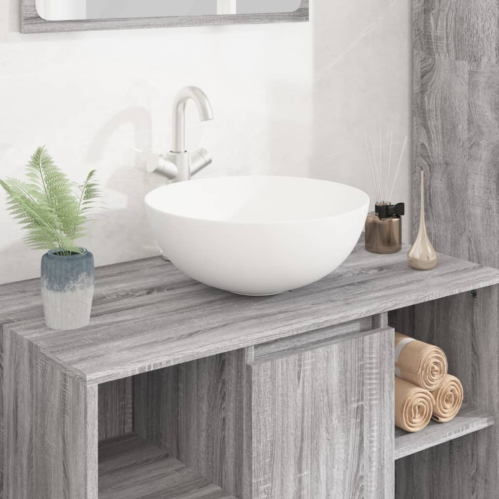 Chiuvetă Ceramică Pentru Baie, Rotundă, Neagră