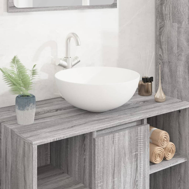 Chiuvetă Ceramică Pentru Baie, Rotundă, Neagră