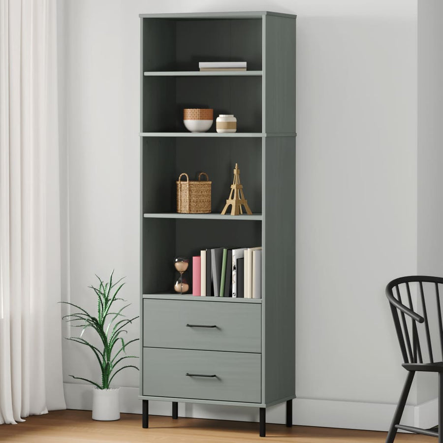 Bibliotecă Cu 2 Sertare Oslo, , 60X35X180 Cm, Lemn Masiv