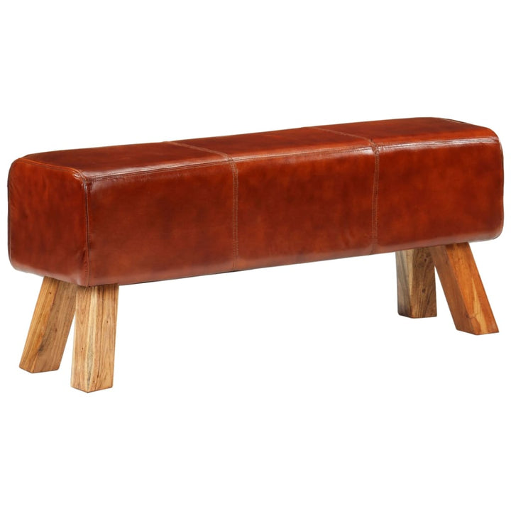 Bancă Bok Gimnastică Maro 110Cm Piele Naturală/Lemn Masiv Mango