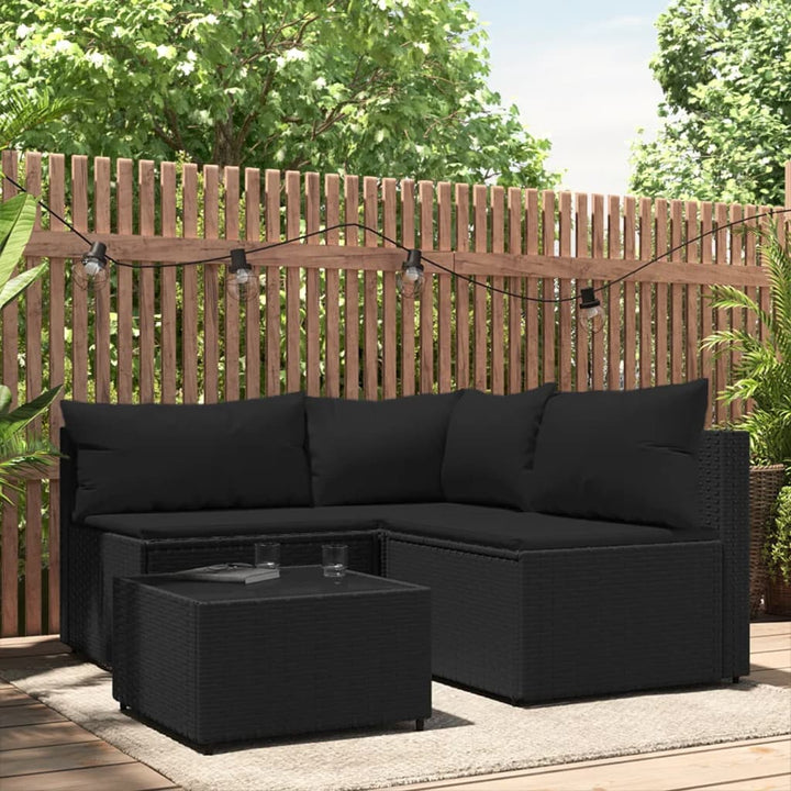 Set Mobilier De Grădină Cu Perne, 3 Piese, Negru, Poliratan