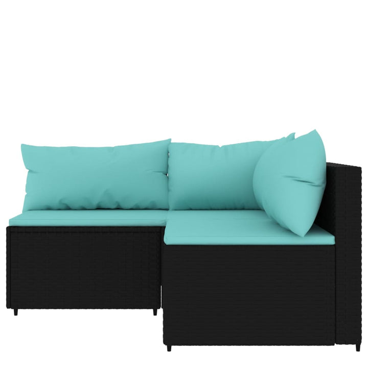 Set Mobilier De Grădină Cu Perne, 3 Piese, Negru, Poliratan