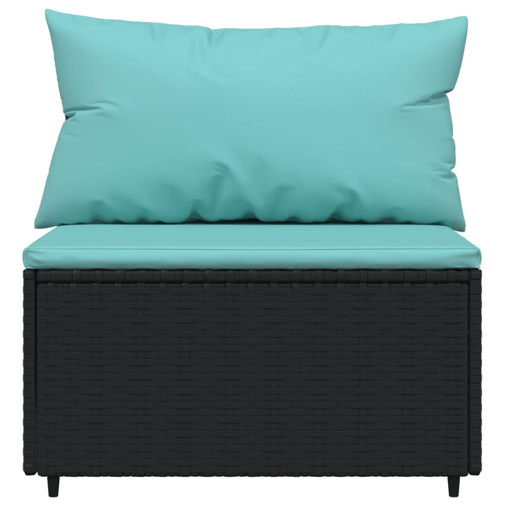 Set Mobilier De Grădină Cu Perne, 3 Piese, Negru, Poliratan