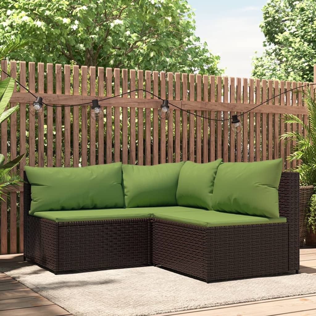 Set Mobilier De Grădină Cu Perne, 3 Piese, Negru, Poliratan