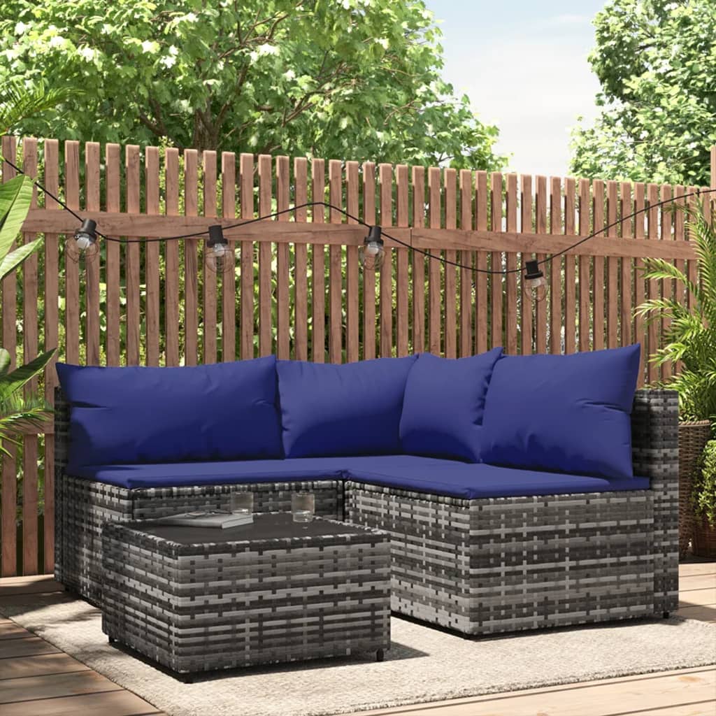 Set Mobilier De Grădină Cu Perne, 3 Piese, Negru, Poliratan