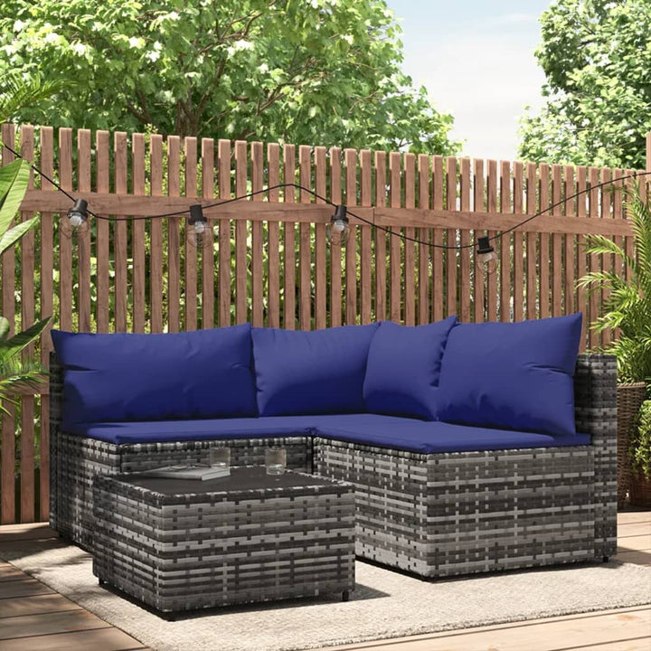 Set Mobilier De Grădină Cu Perne, 3 Piese, Negru, Poliratan