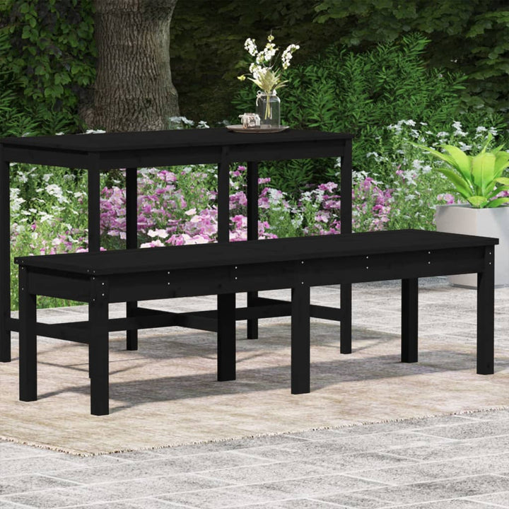 Bancă Grădină 2 Locuri, Negru, 159,5X44X45Cm, Lemn Masiv De Pin