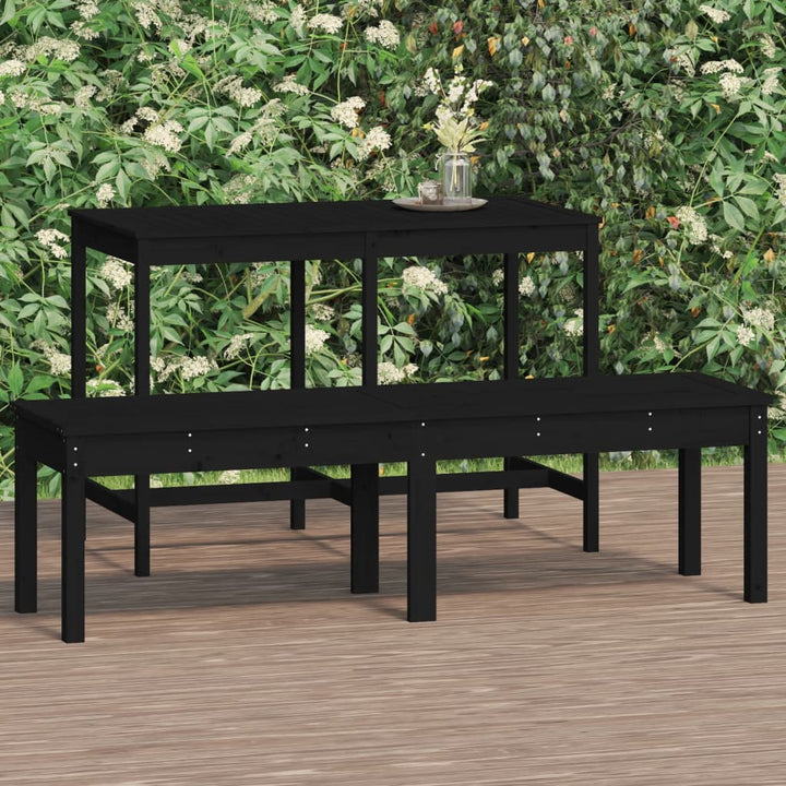 Bancă Grădină 2 Locuri, Negru, 159,5X44X45Cm, Lemn Masiv De Pin