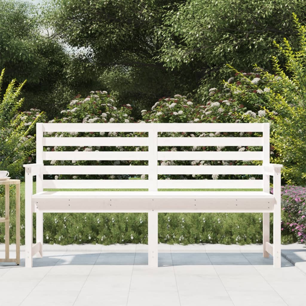 Bancă De Grădină, Alb, 159,5X48X91,5 Cm, Lemn Masiv De Pin