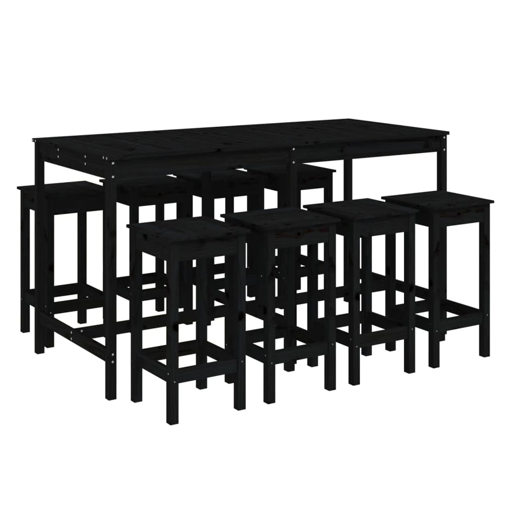 Set Bar De Grădină, 9 Piese, , Lemn Masiv De Pin