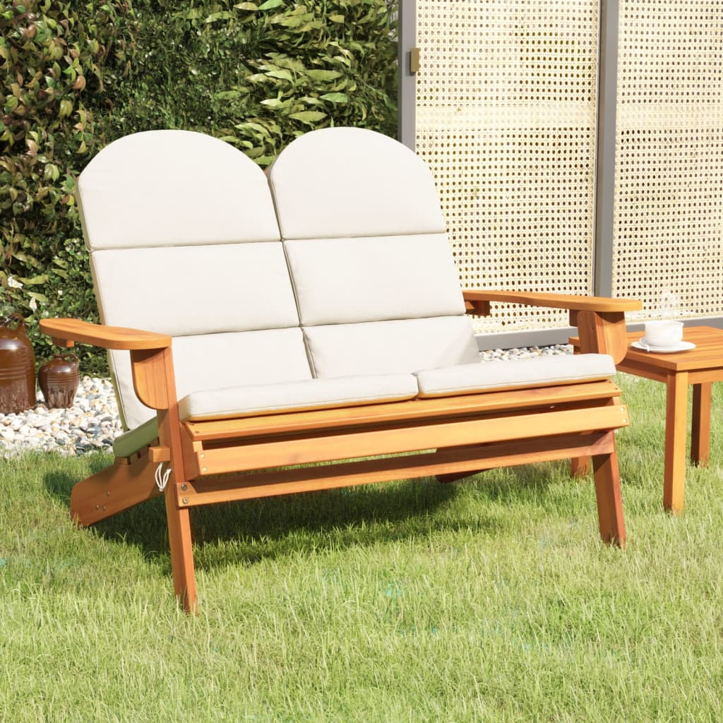 Bancă De Grădină Adirondack Cu Perne 126 Cm, Lemn Masiv Acacia
