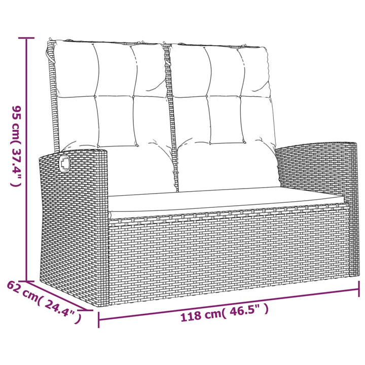 Bancă Rabatabilă De Grădină Cu Perne, , 118 Cm, Poliratan