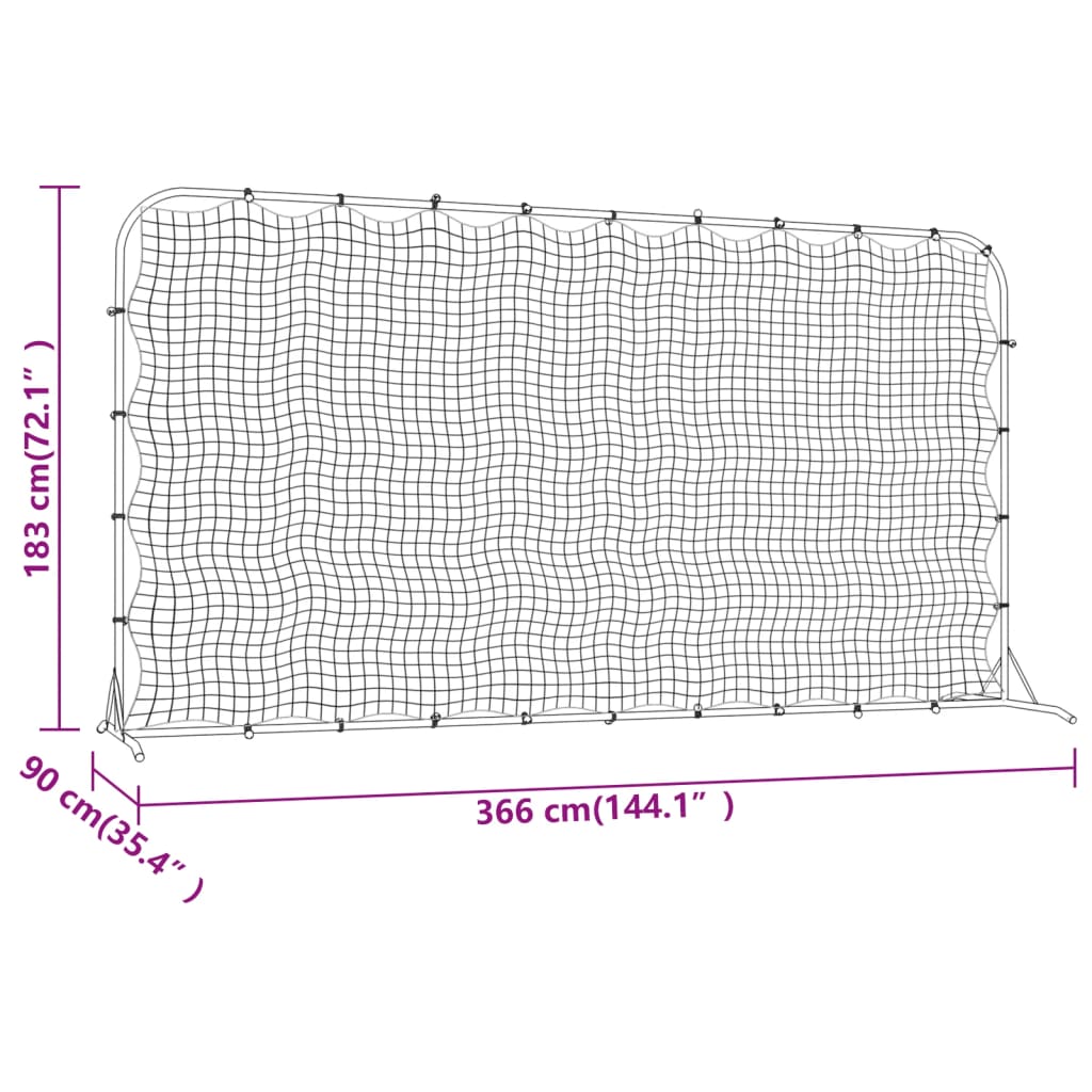 Plasă De Ricoșeu Fotbal, Negru, 366X90X183 Cm, Hdpe