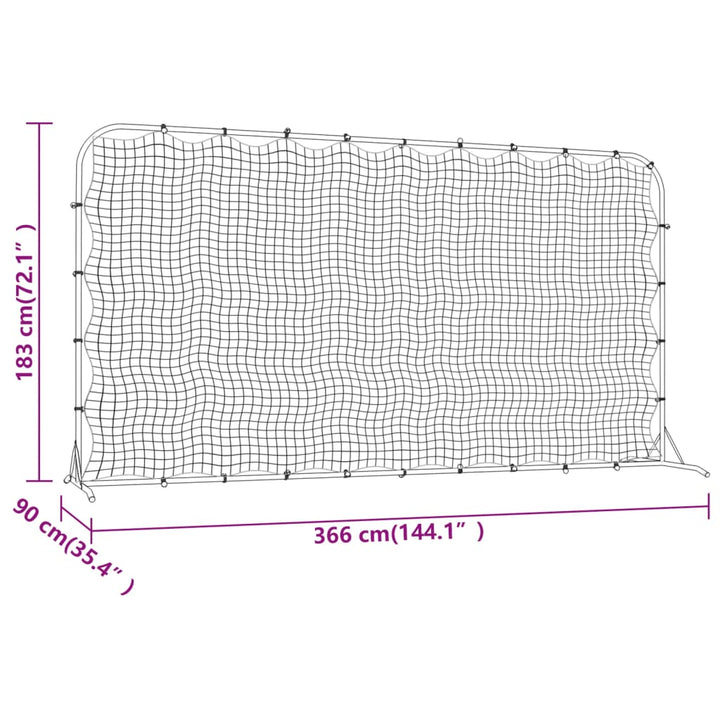 Plasă De Ricoșeu Fotbal, Negru, 366X90X183 Cm, Hdpe
