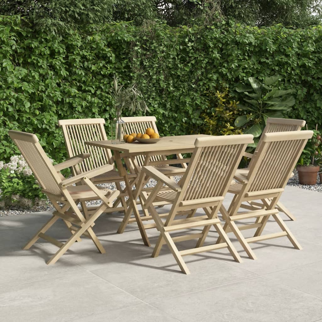 Scaune De Grădină Pliante 6 Buc. Gri 56X61X89 Cm Lemn Masiv Tec
