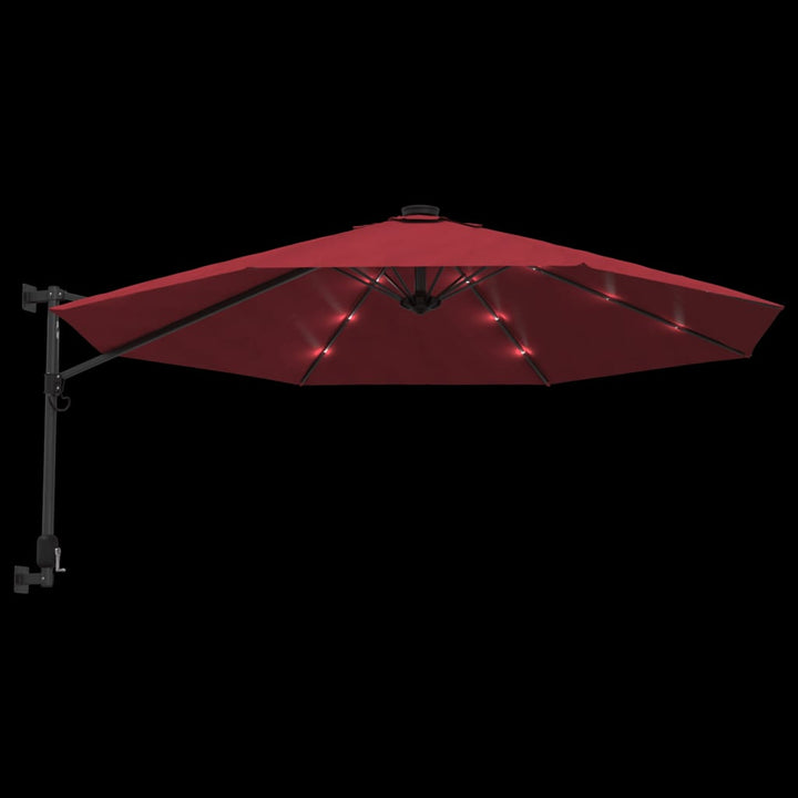Umbrelă De Soare Montată Pe Perete Cu Led-Uri Aprins 290Cm