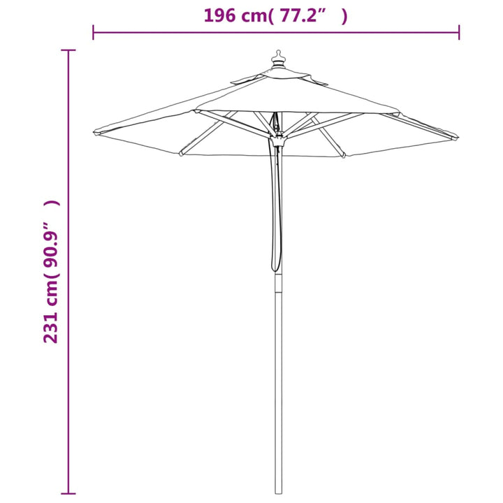Umbrelă De Soare De Grădină Stâlp Din Lemn 196X231 Cm