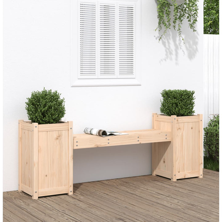 Banchetă Cu Jardiniere, Gri, 180X36X63 Cm, Lemn Masiv De Pin