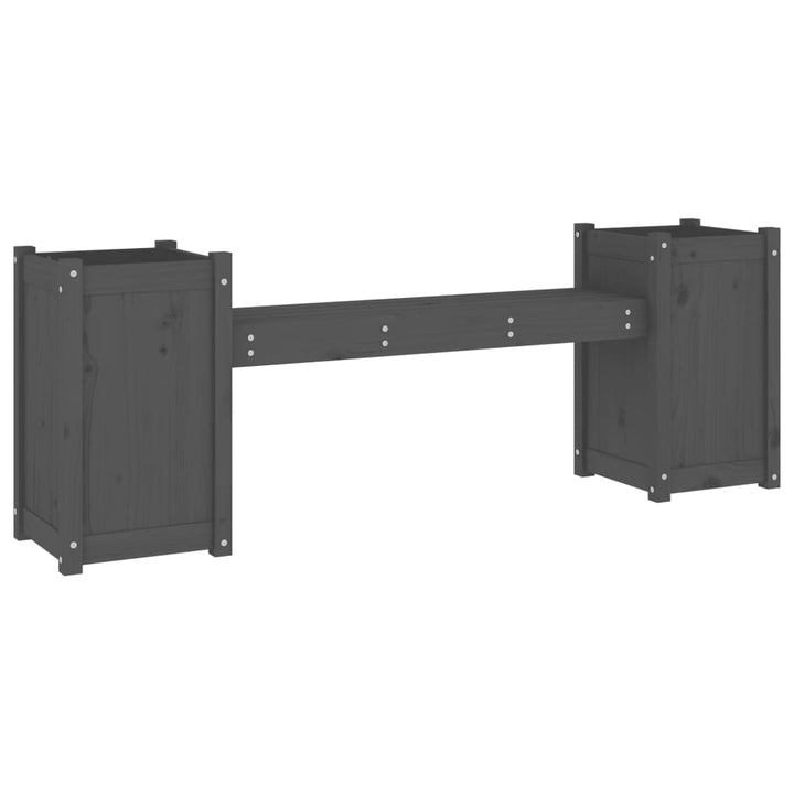Banchetă Cu Jardiniere, Gri, 180X36X63 Cm, Lemn Masiv De Pin