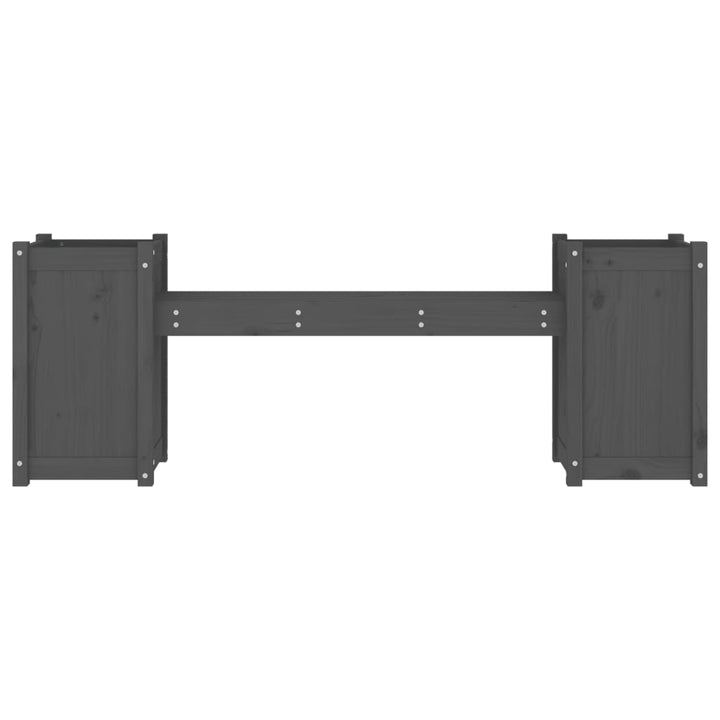 Banchetă Cu Jardiniere, Gri, 180X36X63 Cm, Lemn Masiv De Pin