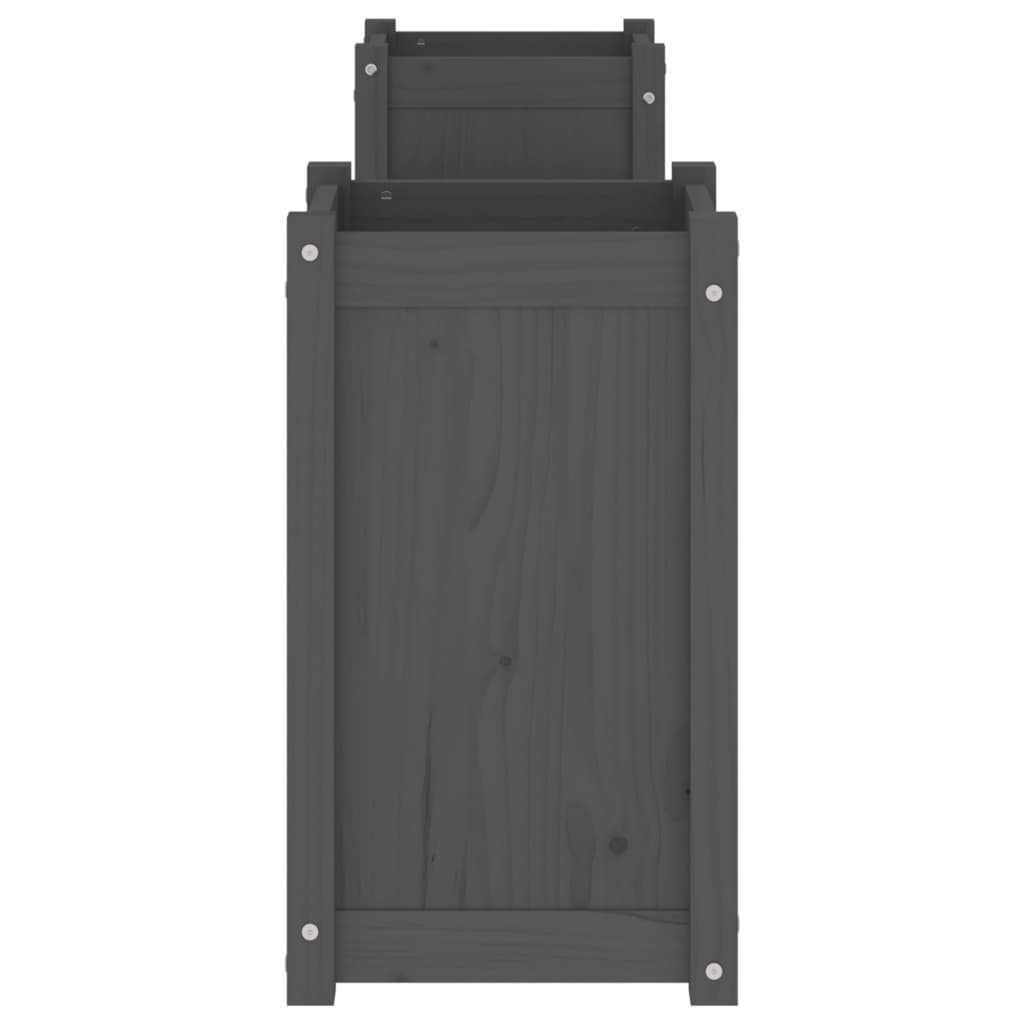 Banchetă Cu Jardiniere, Gri, 180X36X63 Cm, Lemn Masiv De Pin