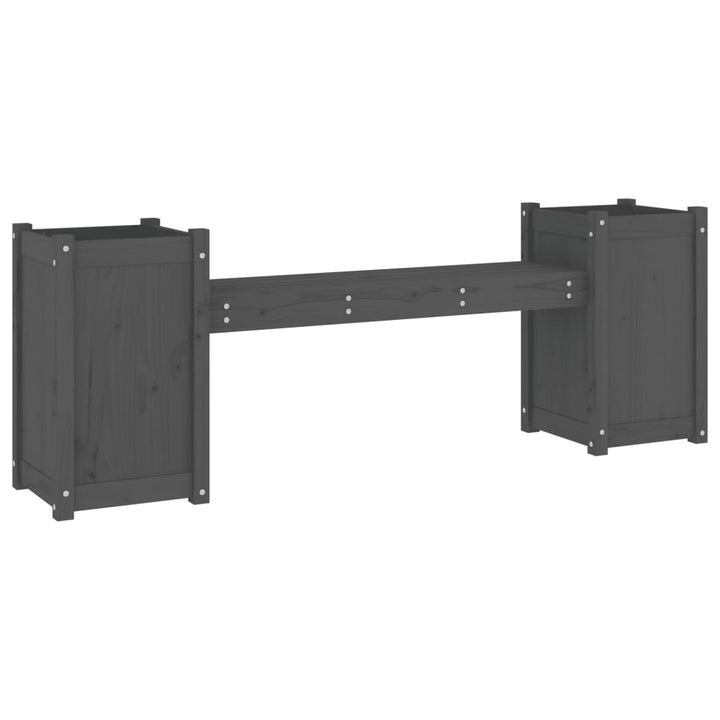 Banchetă Cu Jardiniere, Gri, 180X36X63 Cm, Lemn Masiv De Pin