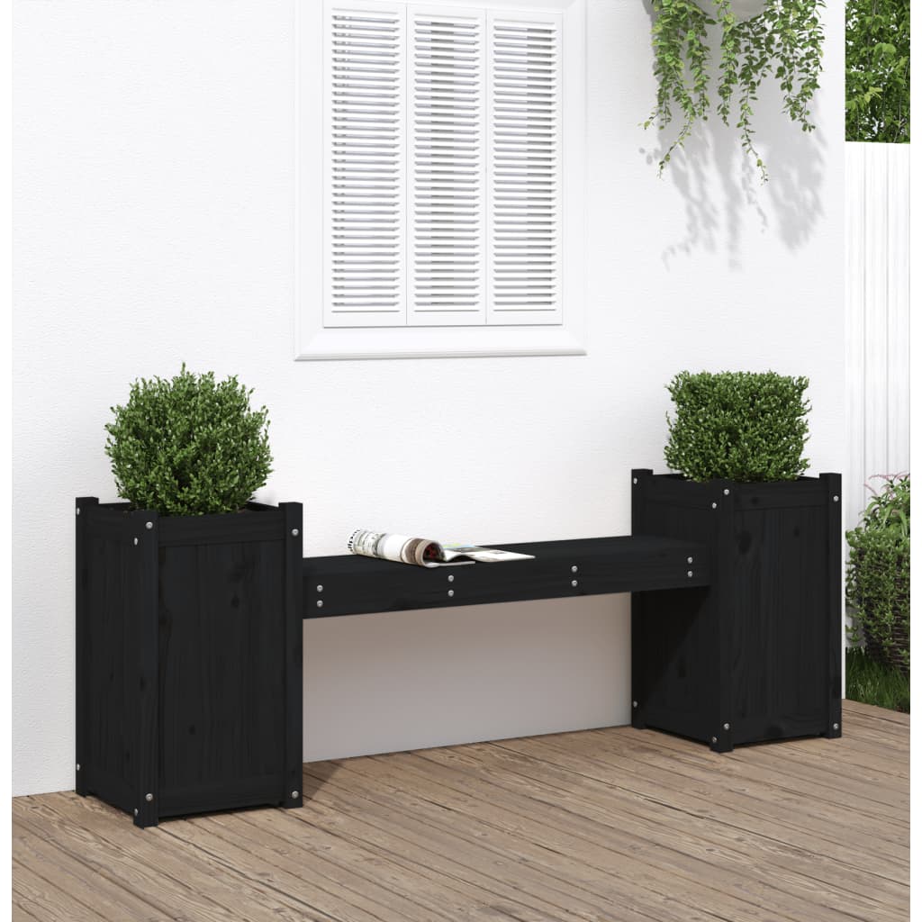 Banchetă Cu Jardiniere, Gri, 180X36X63 Cm, Lemn Masiv De Pin