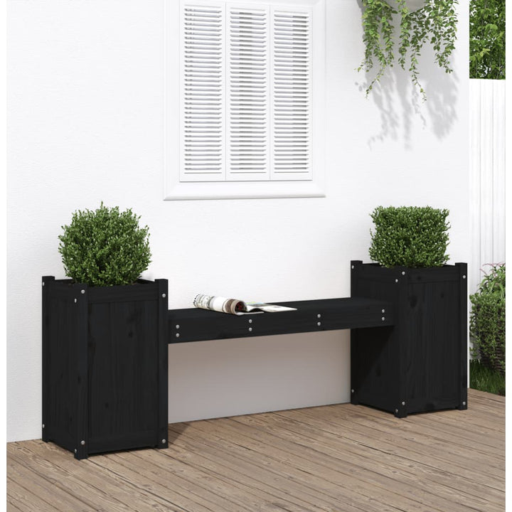 Banchetă Cu Jardiniere, Gri, 180X36X63 Cm, Lemn Masiv De Pin