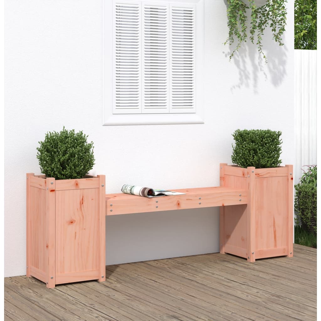 Banchetă Cu Jardiniere, Gri, 180X36X63 Cm, Lemn Masiv De Pin