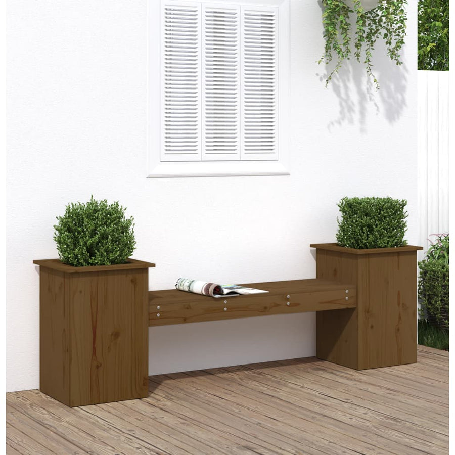 Banchetă Cu Jardiniere, Maro Miere, 184,5X39,5X56,5 Cm