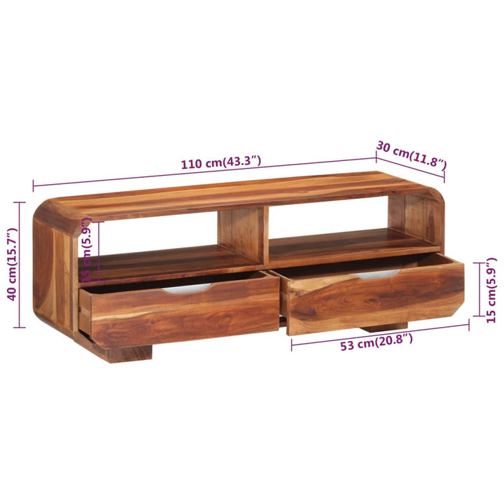 Comodă Tv, 110X30X40 Cm, Lemn Masiv De Acacia