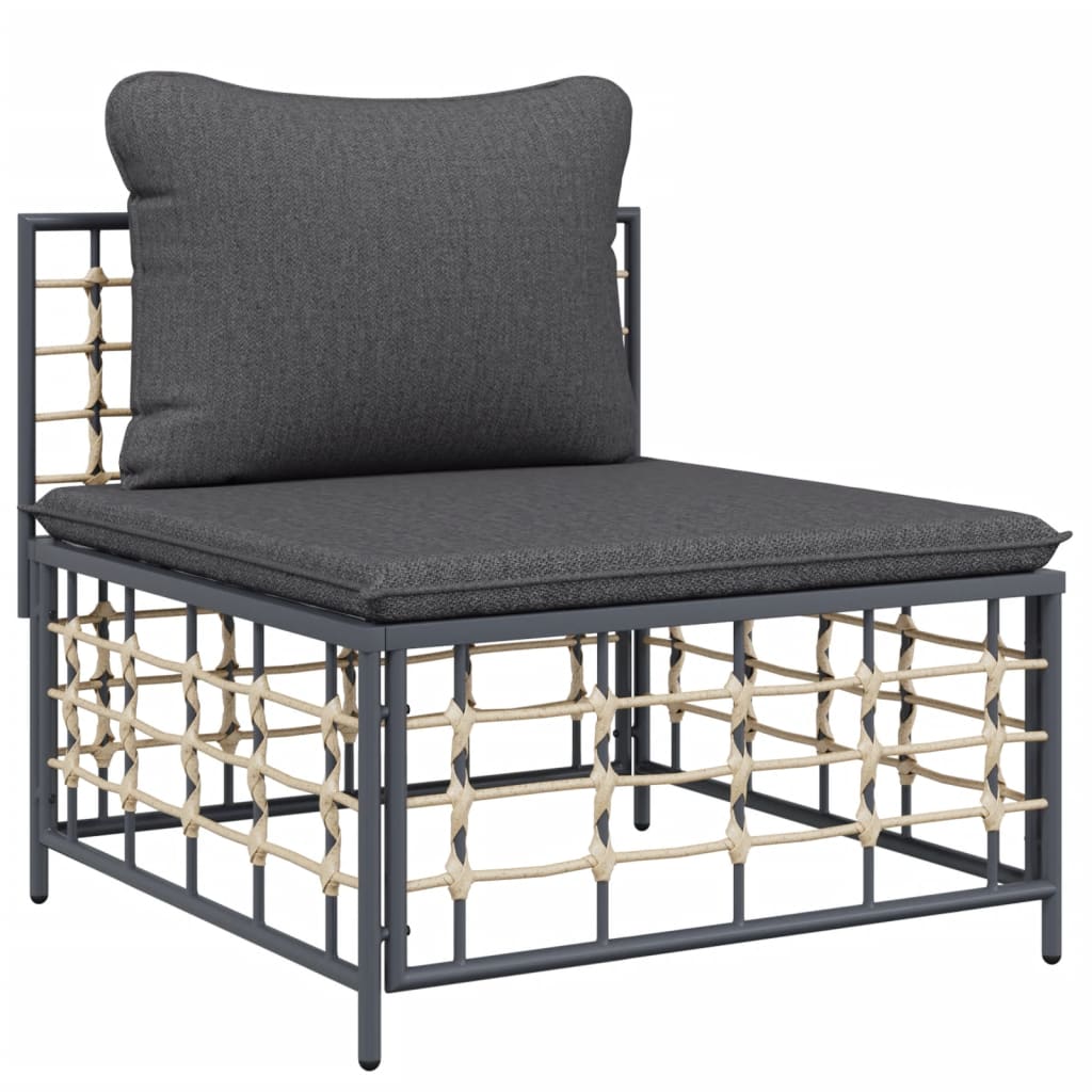 Set Mobilier De Grădină Cu Perne, 9 Piese, Antracit, Poliratan