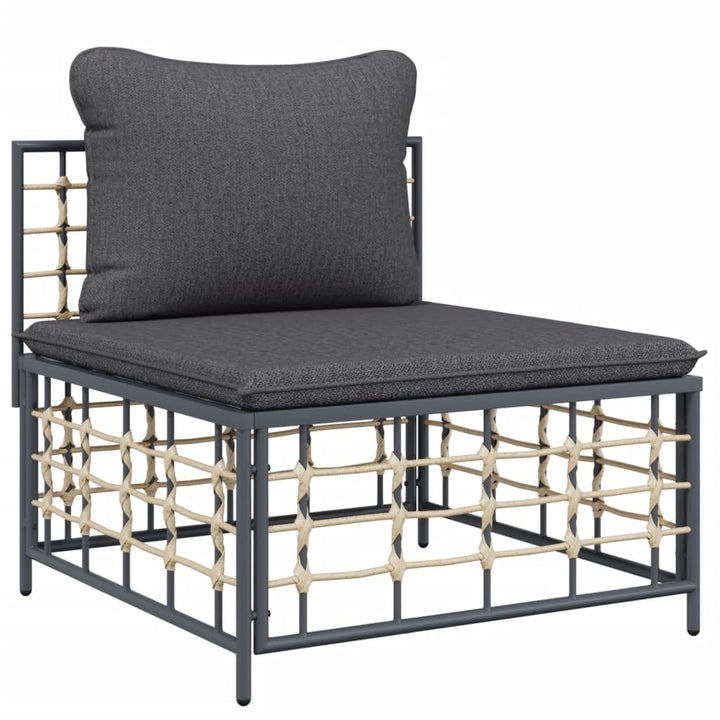 Set Mobilier De Grădină Cu Perne, 9 Piese, Antracit, Poliratan
