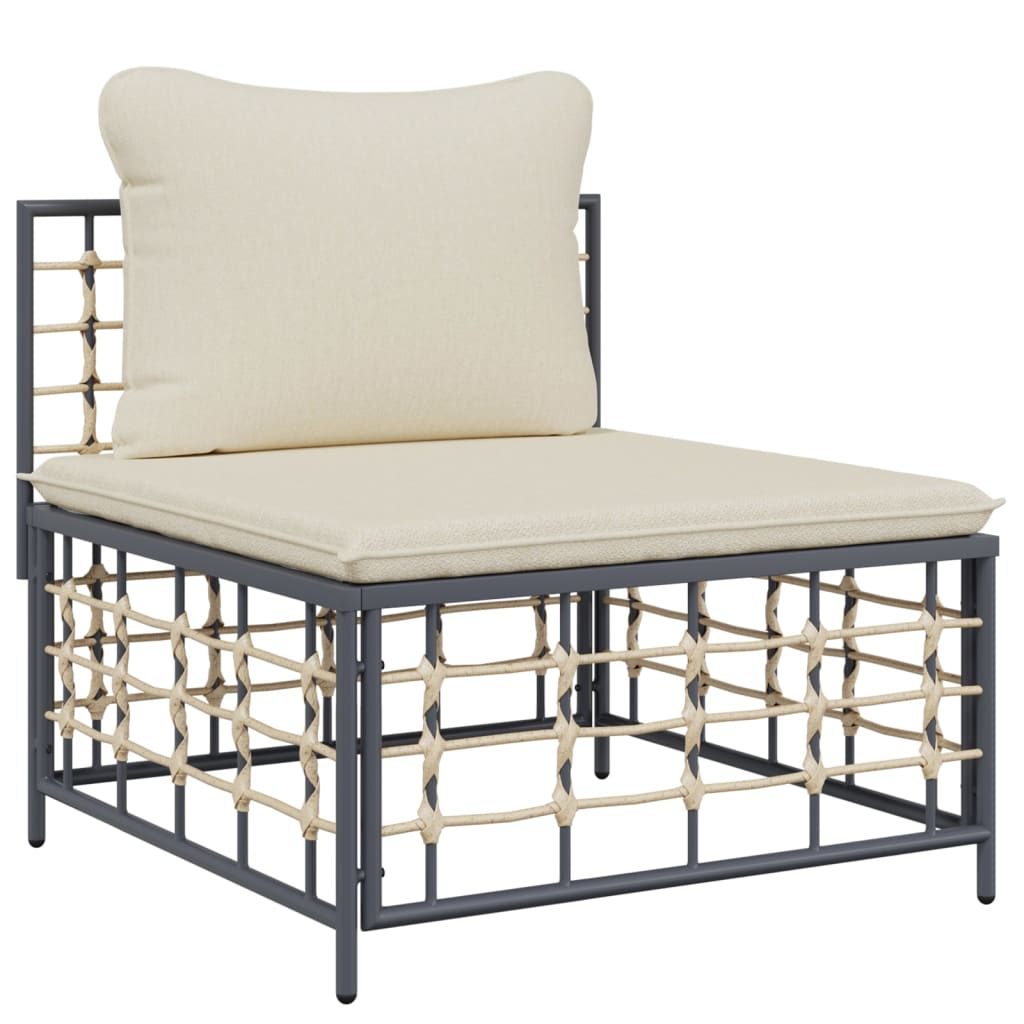 Set Mobilier De Grădină Cu Perne, 10 Piese, Antracit, Poliratan