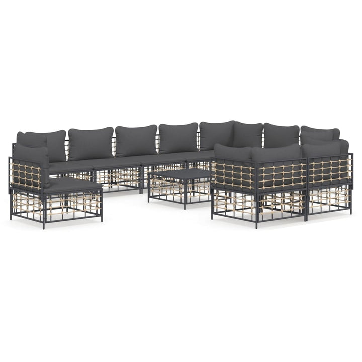 Set Mobilier De Grădină Cu Perne, 11 Piese, Antracit, Poliratan