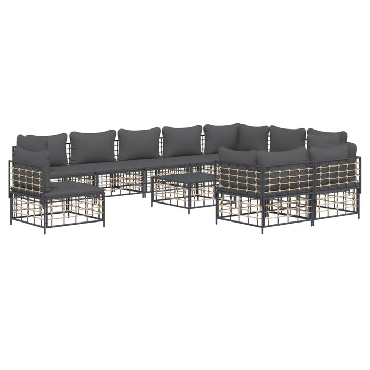 Set Mobilier De Grădină Cu Perne, 11 Piese, Antracit, Poliratan
