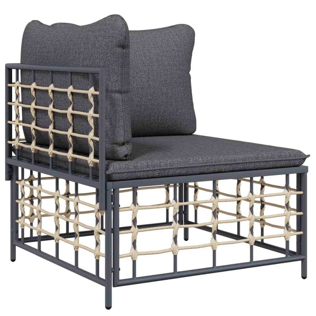 Set Mobilier De Grădină Cu Perne, 11 Piese, Antracit, Poliratan