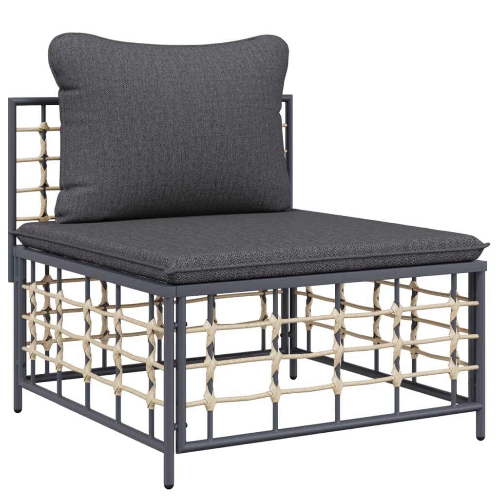 Set Mobilier De Grădină Cu Perne, 11 Piese, Antracit, Poliratan